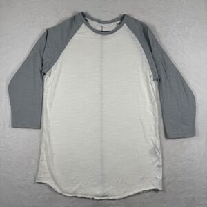rag & bone Mens White Gray Slub Cotton Raglan 3/4‎ Sleeve Baseball Tee XS